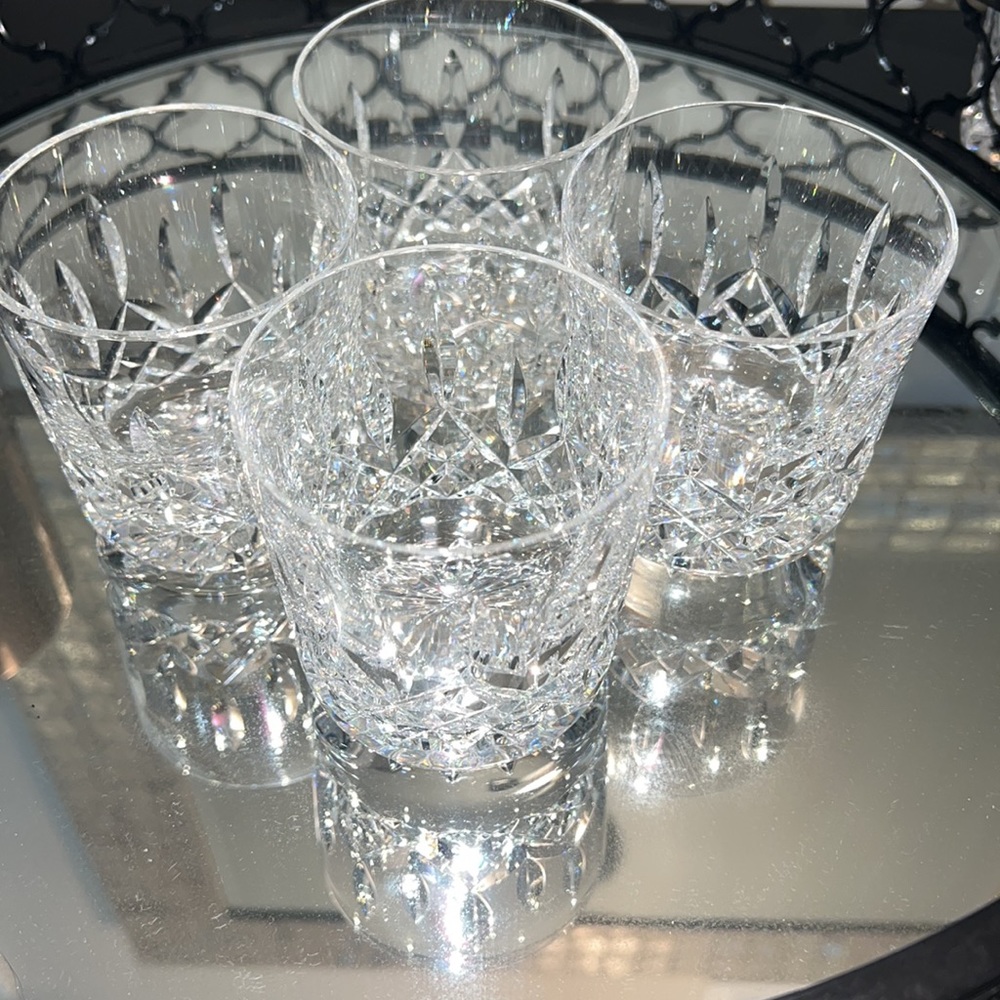 WATERFORD CRYSTAL Lismore 
Old Fashioned Drinking Glasses Set of 4 excellent - Picture 9 of 10